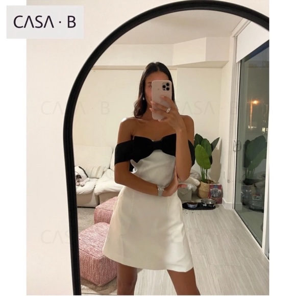 5⭐️CASA B| Isabella off shoulder strapless A line bow mini dress - Picture 9 of 10